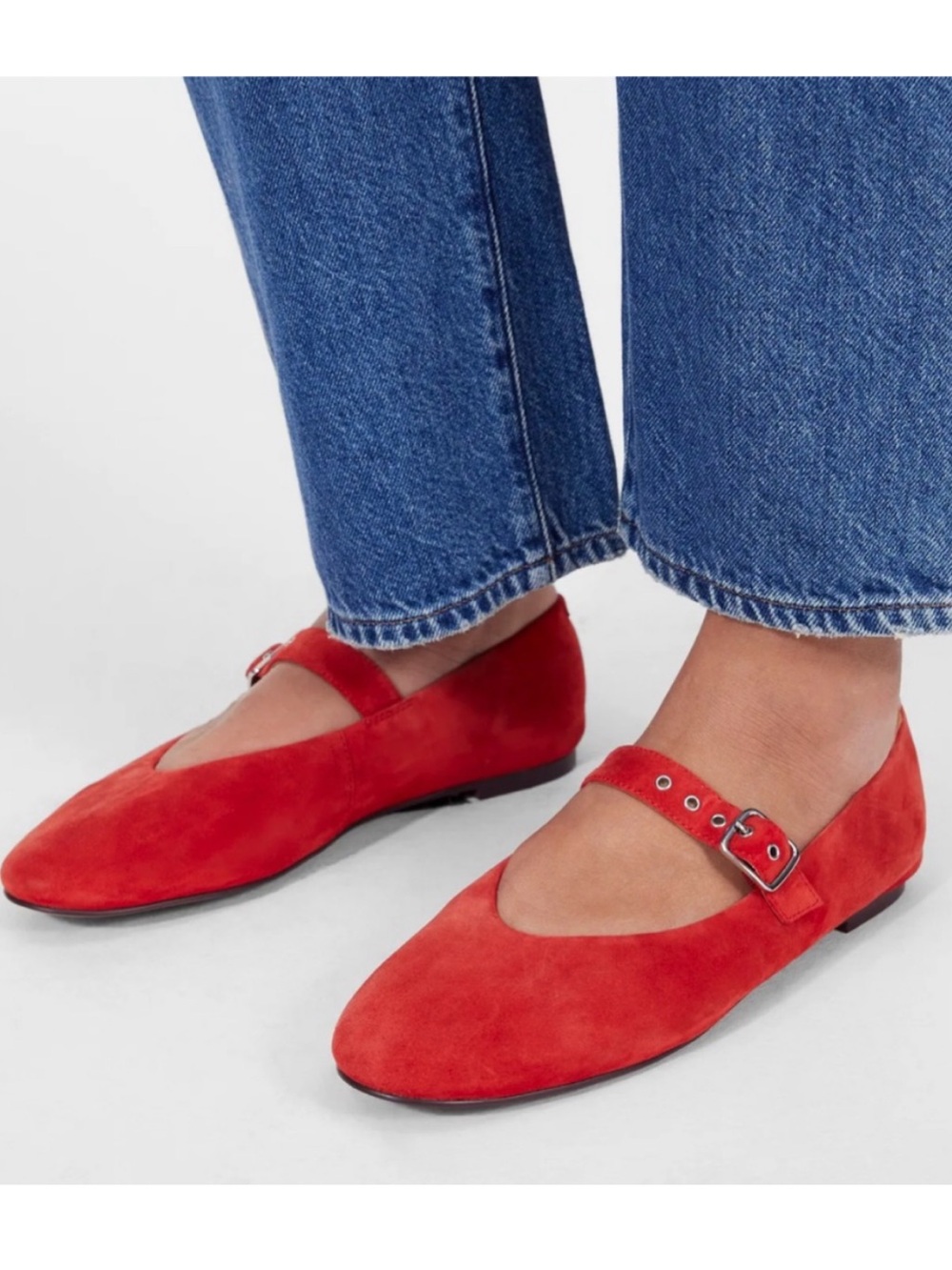 NWOB Madewell Remy Mary Jane Flat Red Suede Sz 9